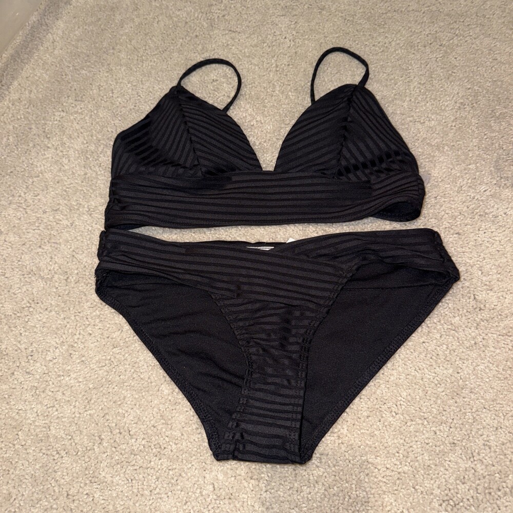 NEW No Boundaries Black Padded Bikini Swimsuit Size M 7-9 Vacation Vibes Beach